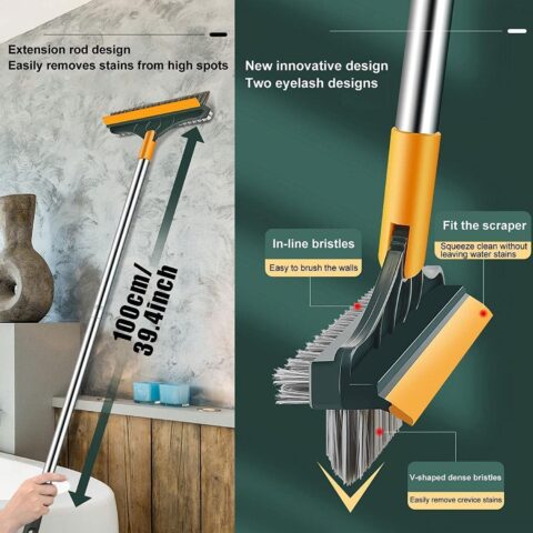 3-in-1 Bathroom Cleaning Brush with Wiper 3-in-1 Bathroom Cleaning Brush with Wiper