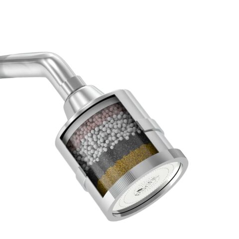 shower head filter Purifit Shower Head Filter for Hard Water Softening & Chlorine Removal - High Hardness Filter |Silver| Pack of 1